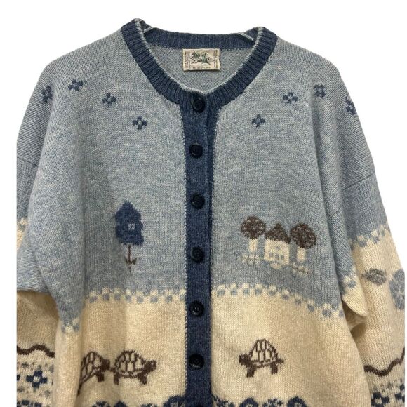 Vtg Annie Laurie Cardigan Sweater Shetland 100% Pure Wool Scotland 1980s Cottage - Picture 2 of 9